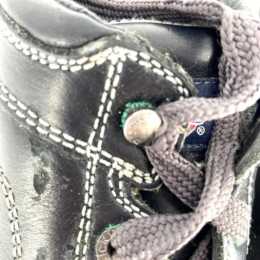 VTG Dickies Leather Lug Sole Shoes Black Womens Size 7 Genuine Grunge Speed Lace - Picture 12 of 16